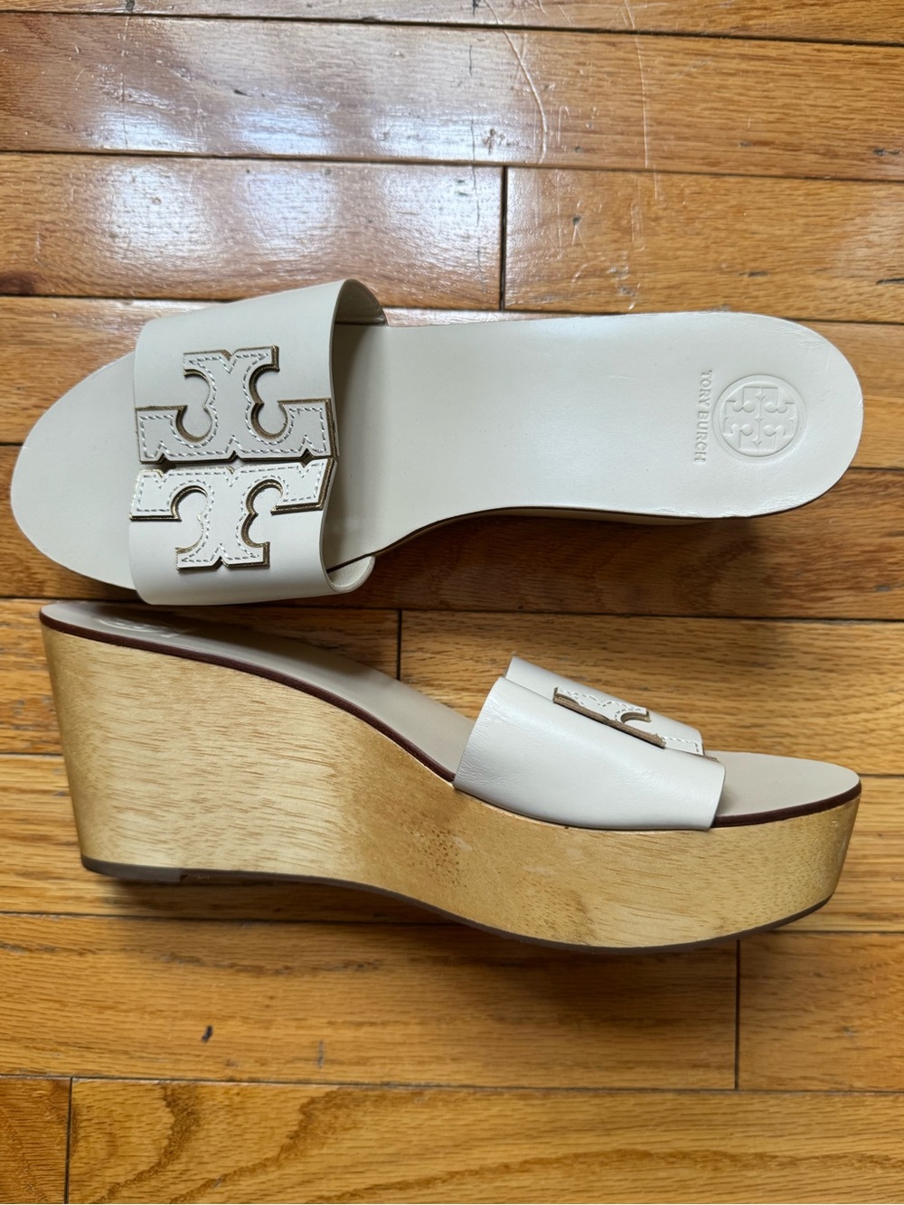 Tory Burch Ines Wooden Wedge Logo Sandal